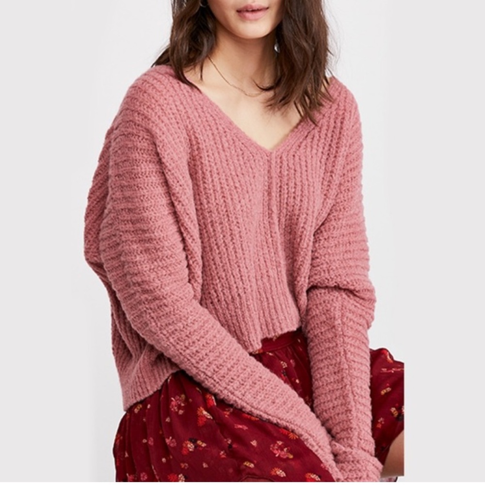 Free People Mauve V-Neck Sweater